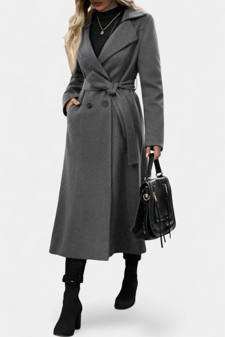 Faye, Belted Checked Longline Coat