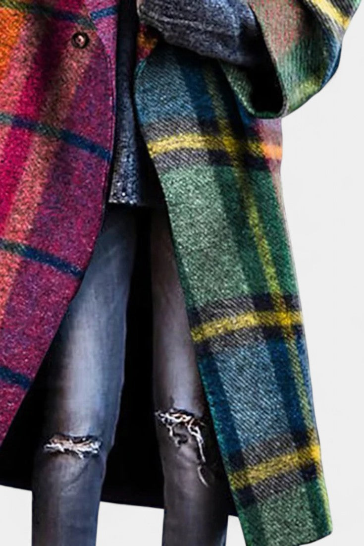 Rosalyn, Notched Collar Checked Coat