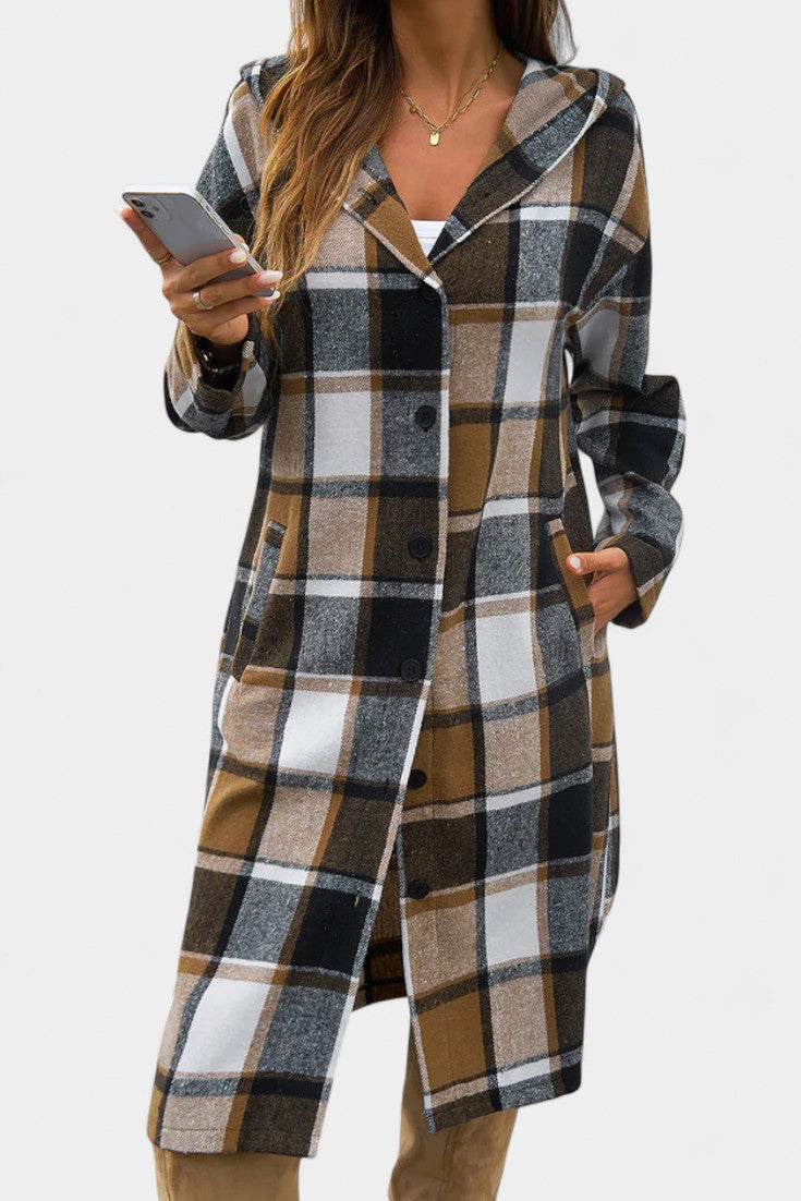 Olive, Hooded Check Jacket
