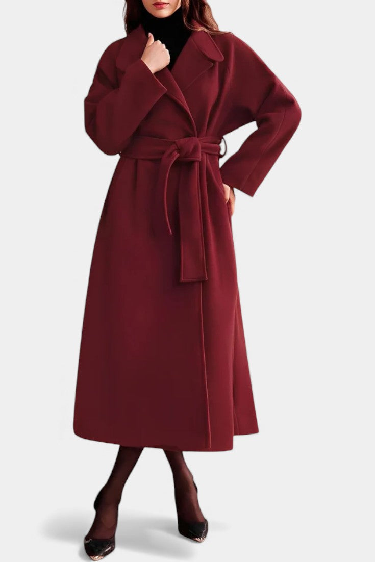 Lenora, Belted Long Wrap Coat