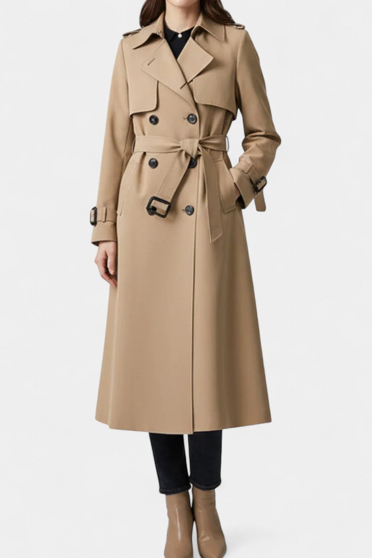 Guinevere, Double-Breasted Belted Trench Coat