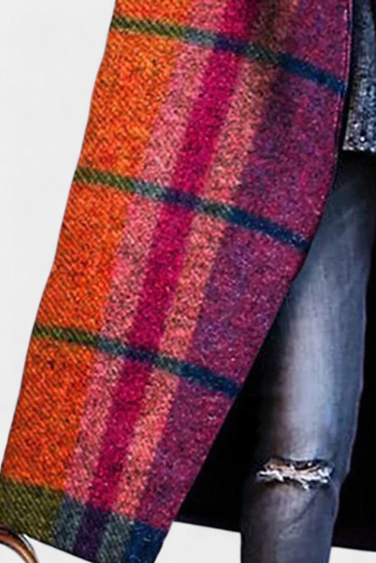 Rosalyn, Notched Collar Checked Coat