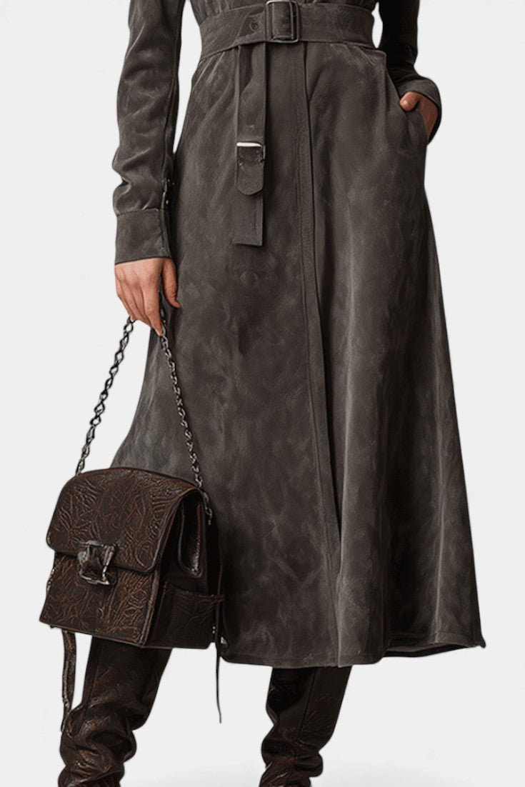 Morwenna, Belted Long Western Coat