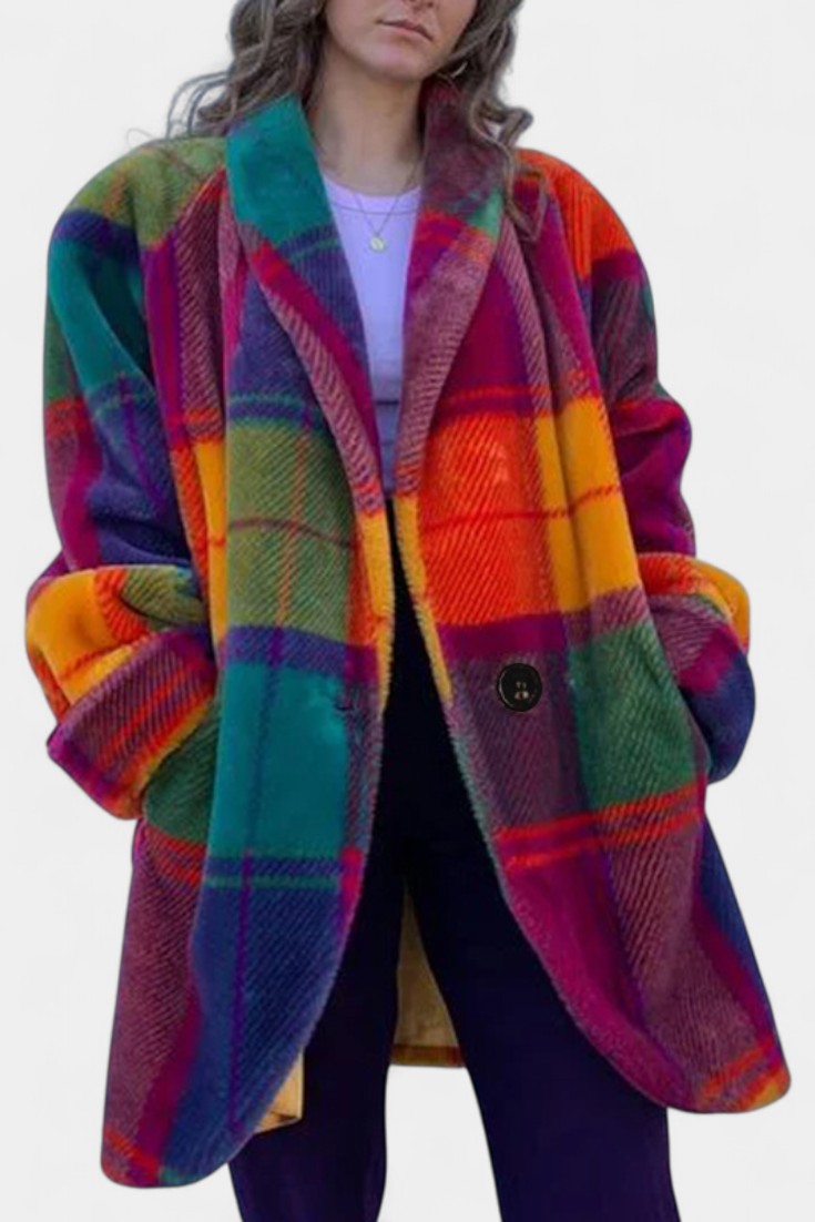 Rowena, Bold Checked Oversized Coat