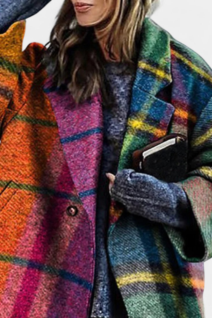 Rosalyn, Notched Collar Checked Coat