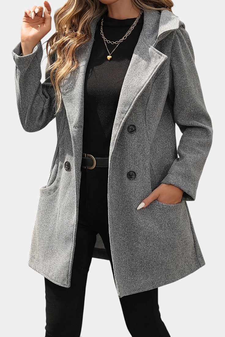 Ophelia, Double-Breasted Hooded Coat
