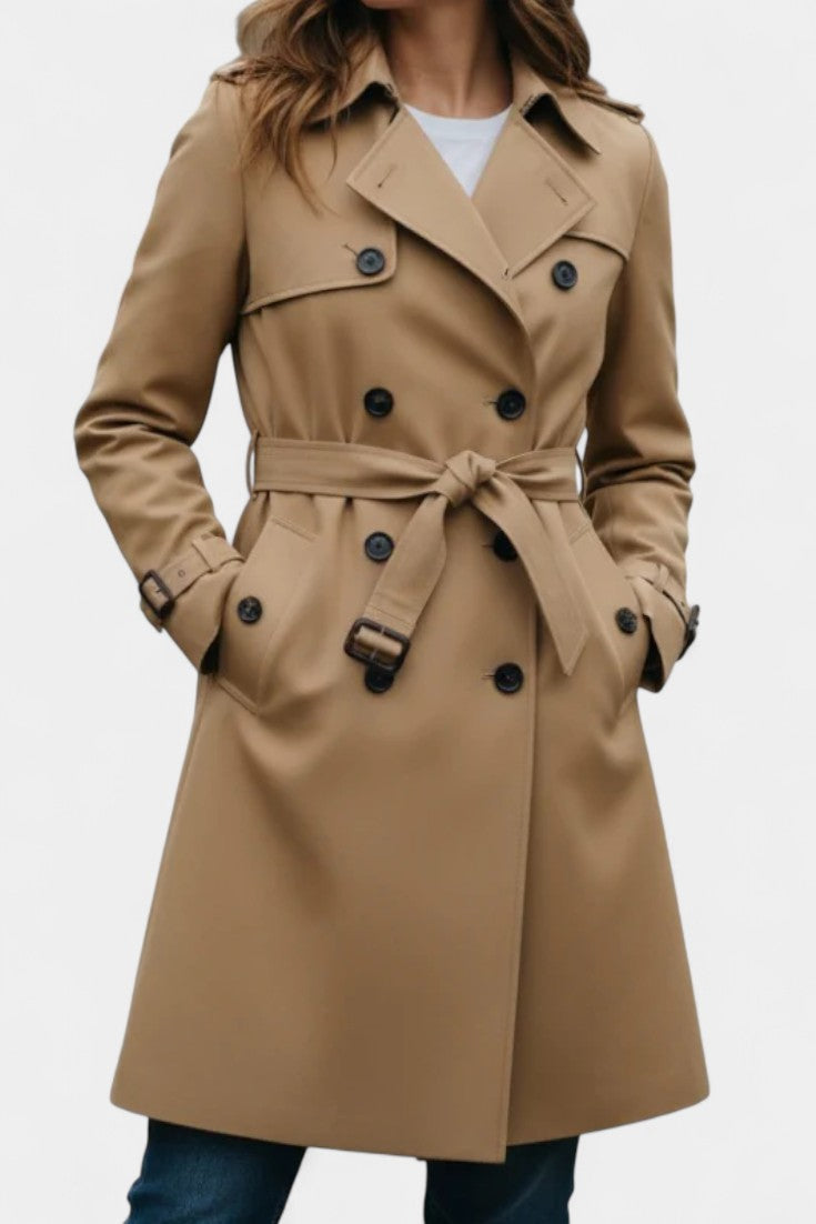 Guinevere, Double-Breasted Belted Trench Coat