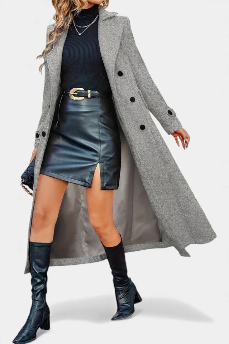 Philippa, Tailored Double-Breasted Long Coat