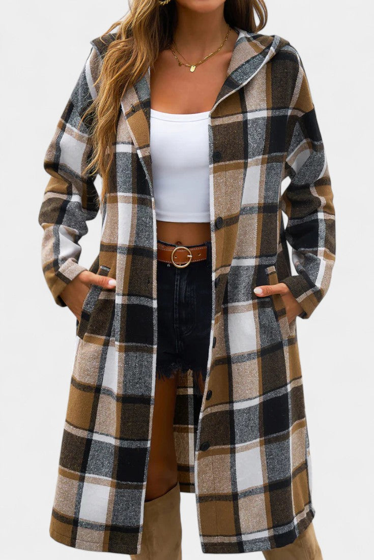 Olive, Hooded Check Jacket