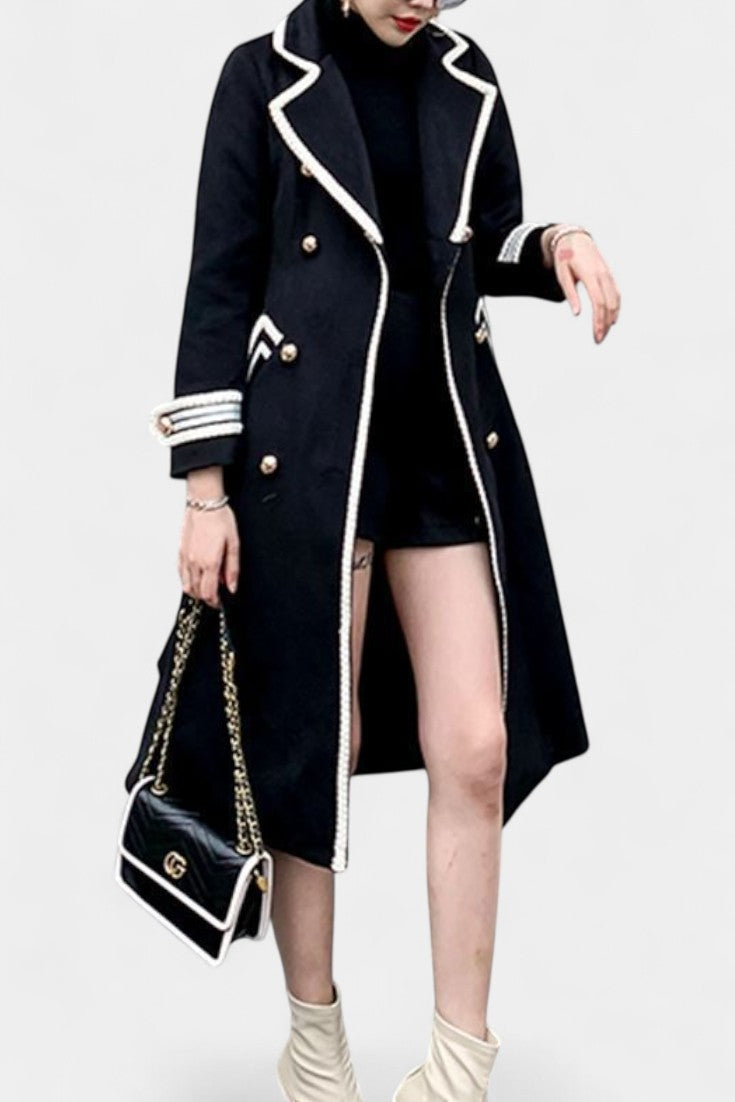 Rosaline, Tailored Double-Breasted Long Coat