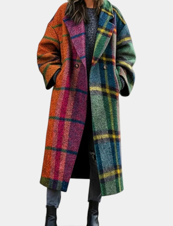 Rosalyn, Notched Collar Checked Coat