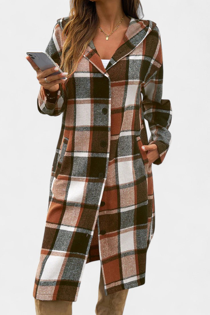Olive, Hooded Check Jacket