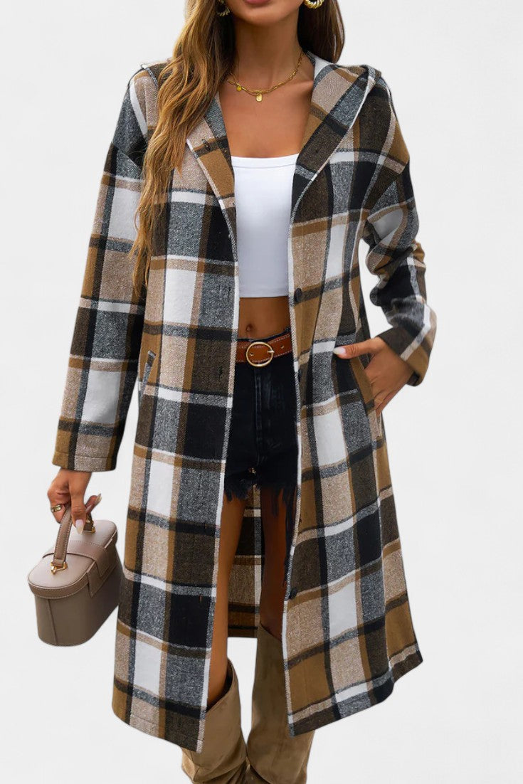 Olive, Hooded Check Jacket