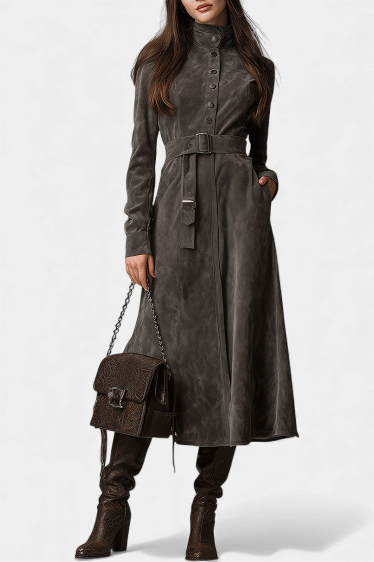 Morwenna, Belted Long Western Coat