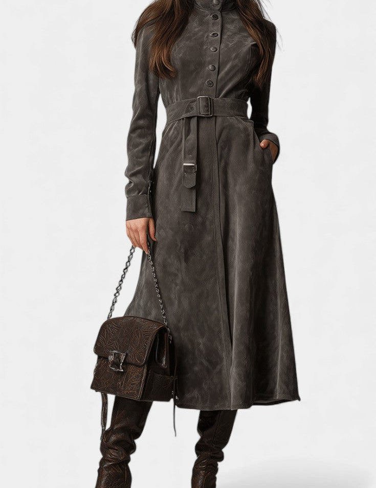 Morwenna, Belted Long Western Coat
