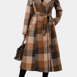 Faye, Belted Checked Longline Coat