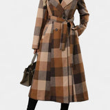 Faye, Belted Checked Longline Coat