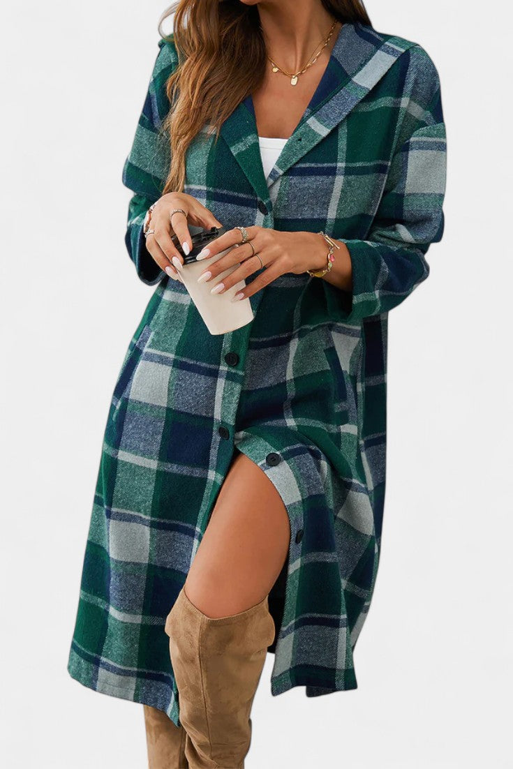 Olive, Hooded Check Jacket