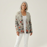Iona Vintage Flower Art Print Buttoned Cardigan