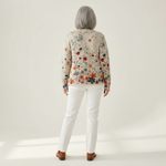 Iona Vintage Flower Art Print Buttoned Cardigan - view 3