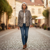Iris Retro Hand-Drawn Circle Design Quilted Jacket - view 4