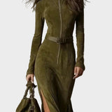 Jocelyn | Vintage Maxi Dress with Zip and Belt