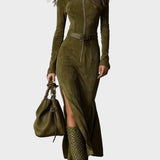 Jocelyn | Vintage Maxi Dress with Zip and Belt