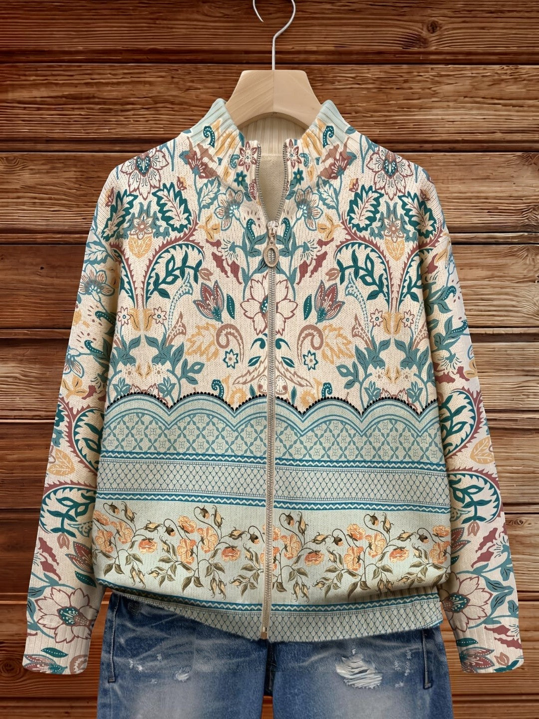 Jocasta Cardigan with Floral Border - view 2