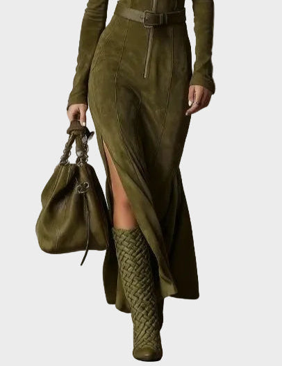 Jocelyn Vintage Maxi Dress with Zip and Belt