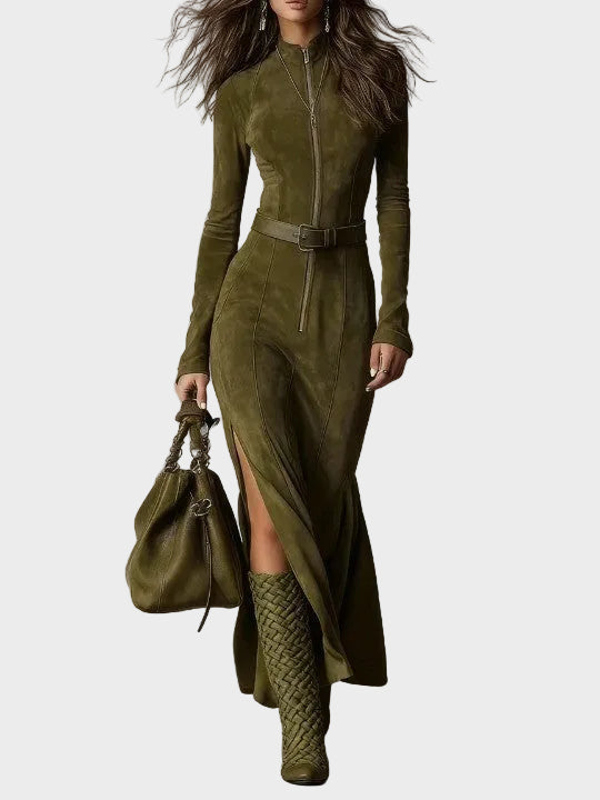 Jocelyn Vintage Maxi Dress with Zip and Belt - view 2