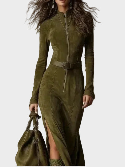 Jocelyn Vintage Maxi Dress with Zip and Belt - view 3