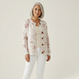 Kay Pink Rose Florets Print Buttoned Cardigan