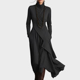 Eunice | Asymmetric Knitted Maxi Dress with Roll Neck