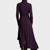 Eunice | Asymmetric Knitted Maxi Dress with Roll Neck