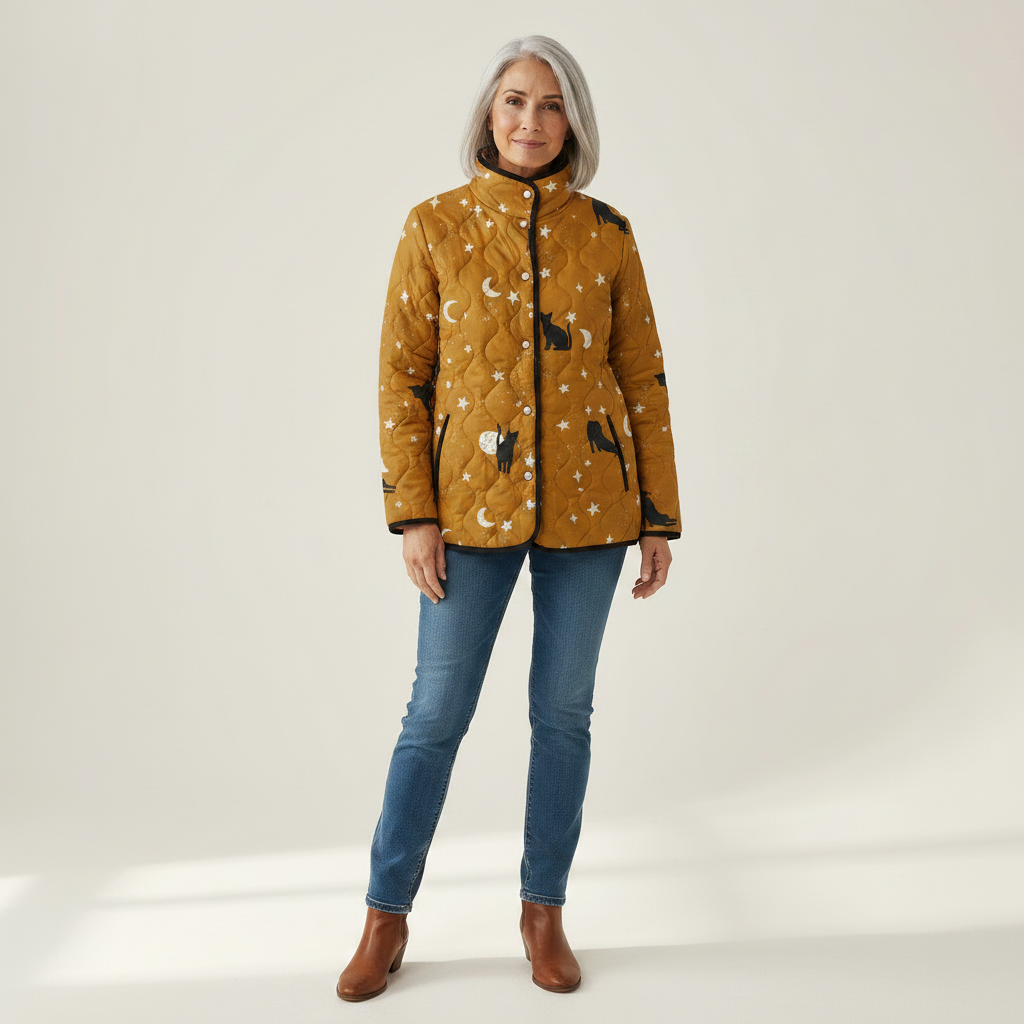 Loveday Quilted Jacket with Graphic Stripe Pattern
