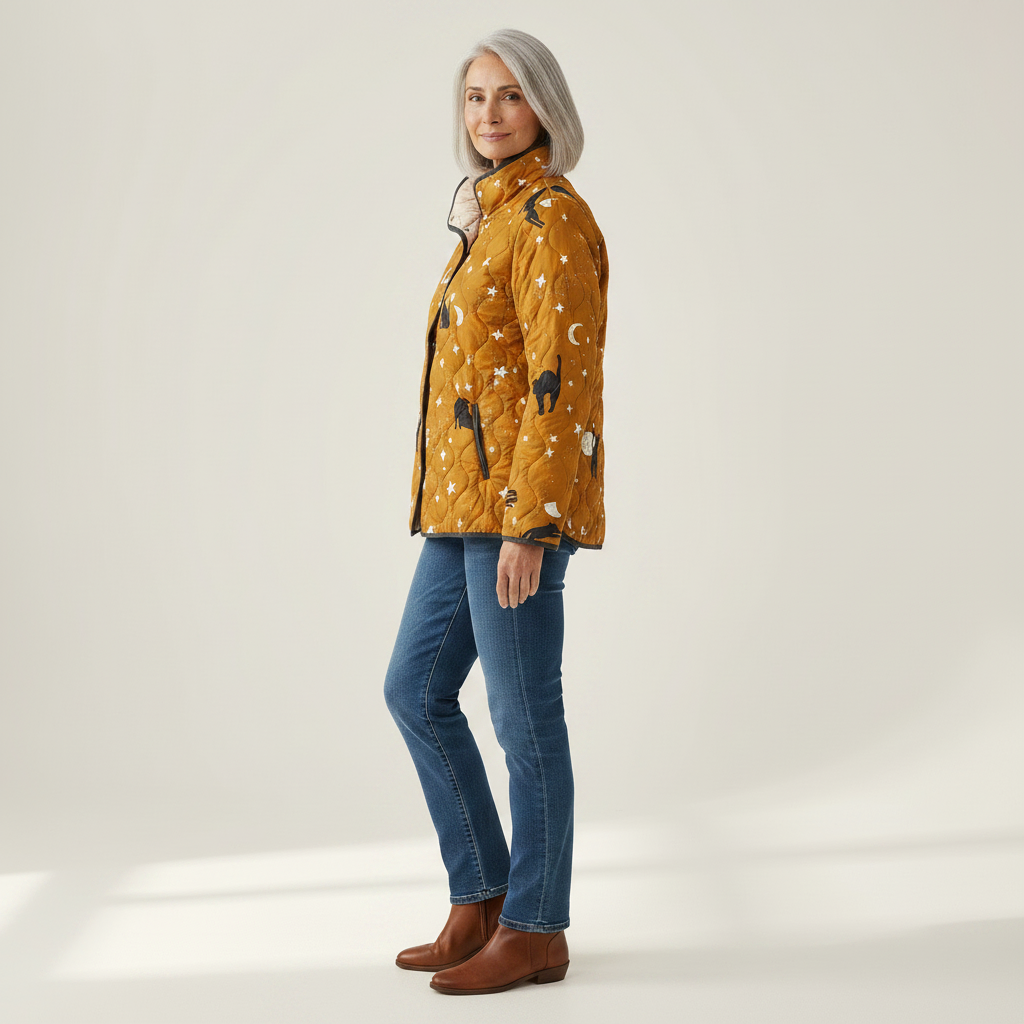 Loveday Quilted Jacket with Graphic Stripe Pattern - view 2