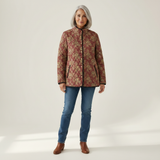 Madeleine Brown Quilted Jacket with Ornamental Pattern