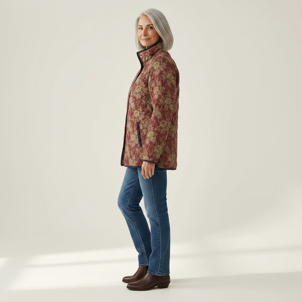 Madeleine Brown Quilted Jacket with Ornamental Pattern - view 2