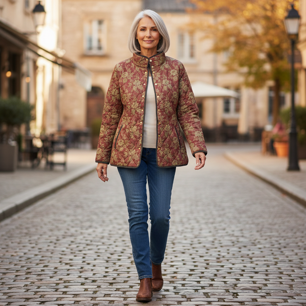 Madeleine Brown Quilted Jacket with Ornamental Pattern - view 4