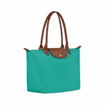 Large Packable Tote Bag, Turquoise, side view