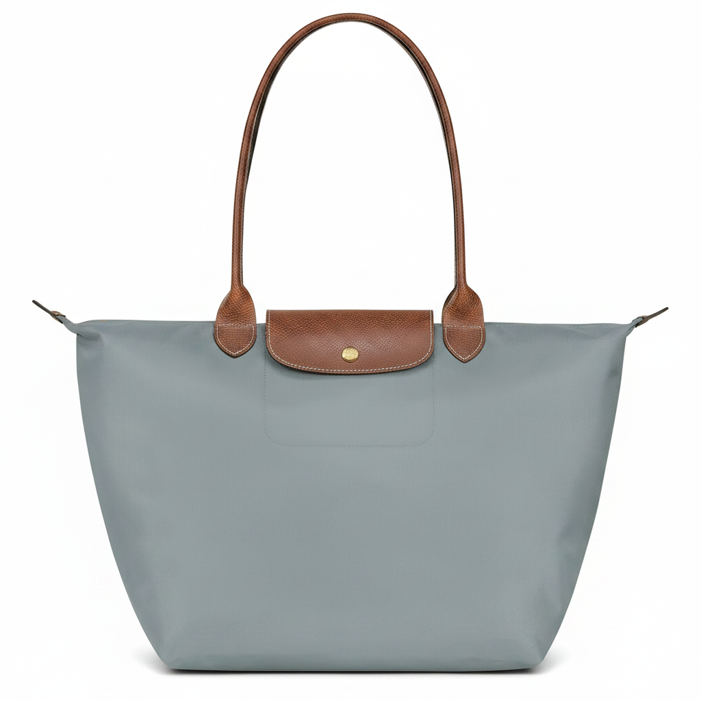 Large Packable Tote Bag, Steel, front view