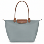 Large Packable Tote Bag, Steel, front view