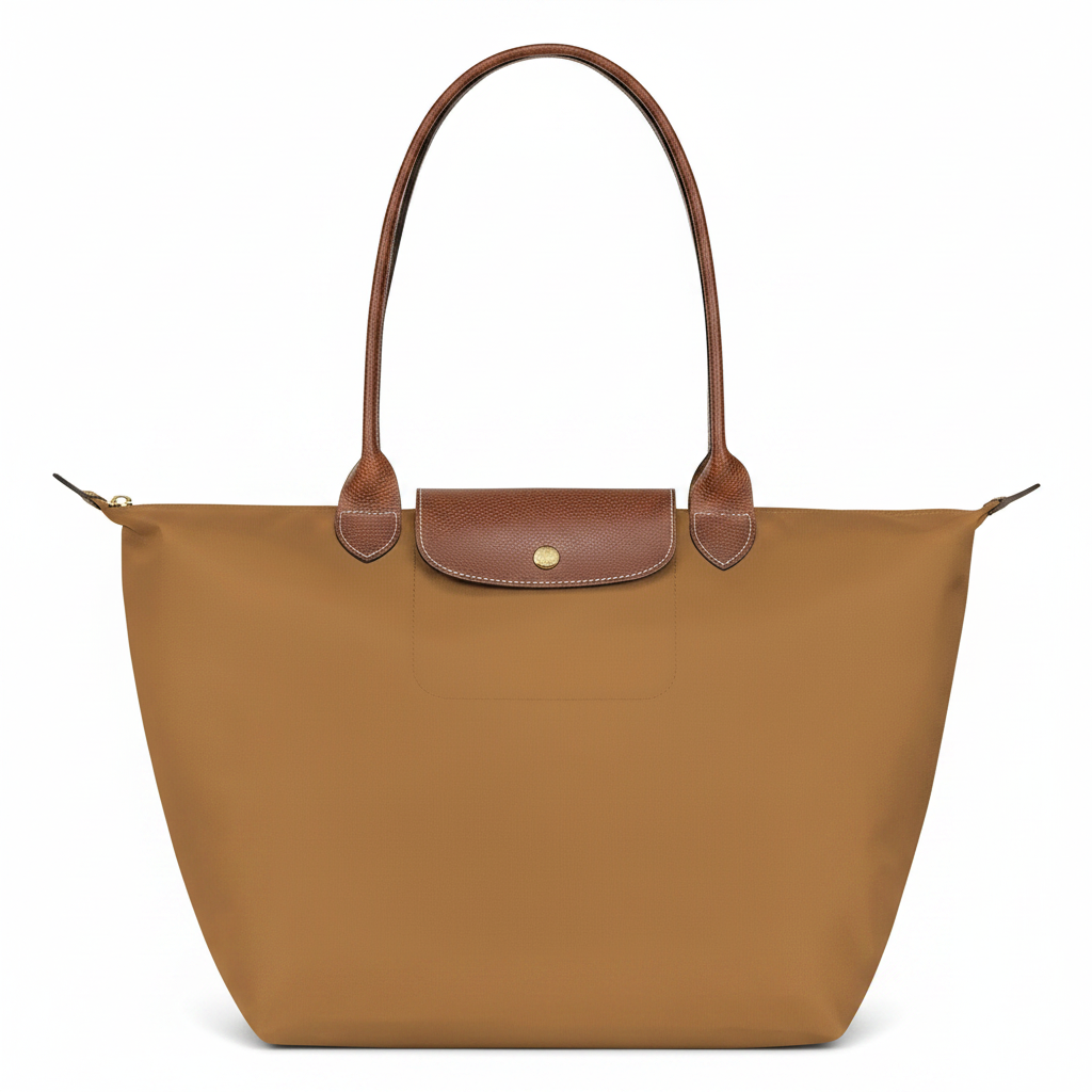 Large Packable Tote Bag, Fawn, front view