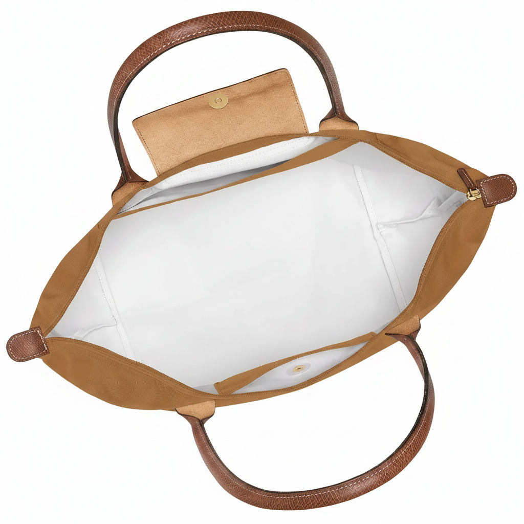 Large Packable Tote Bag, Fawn, close-up