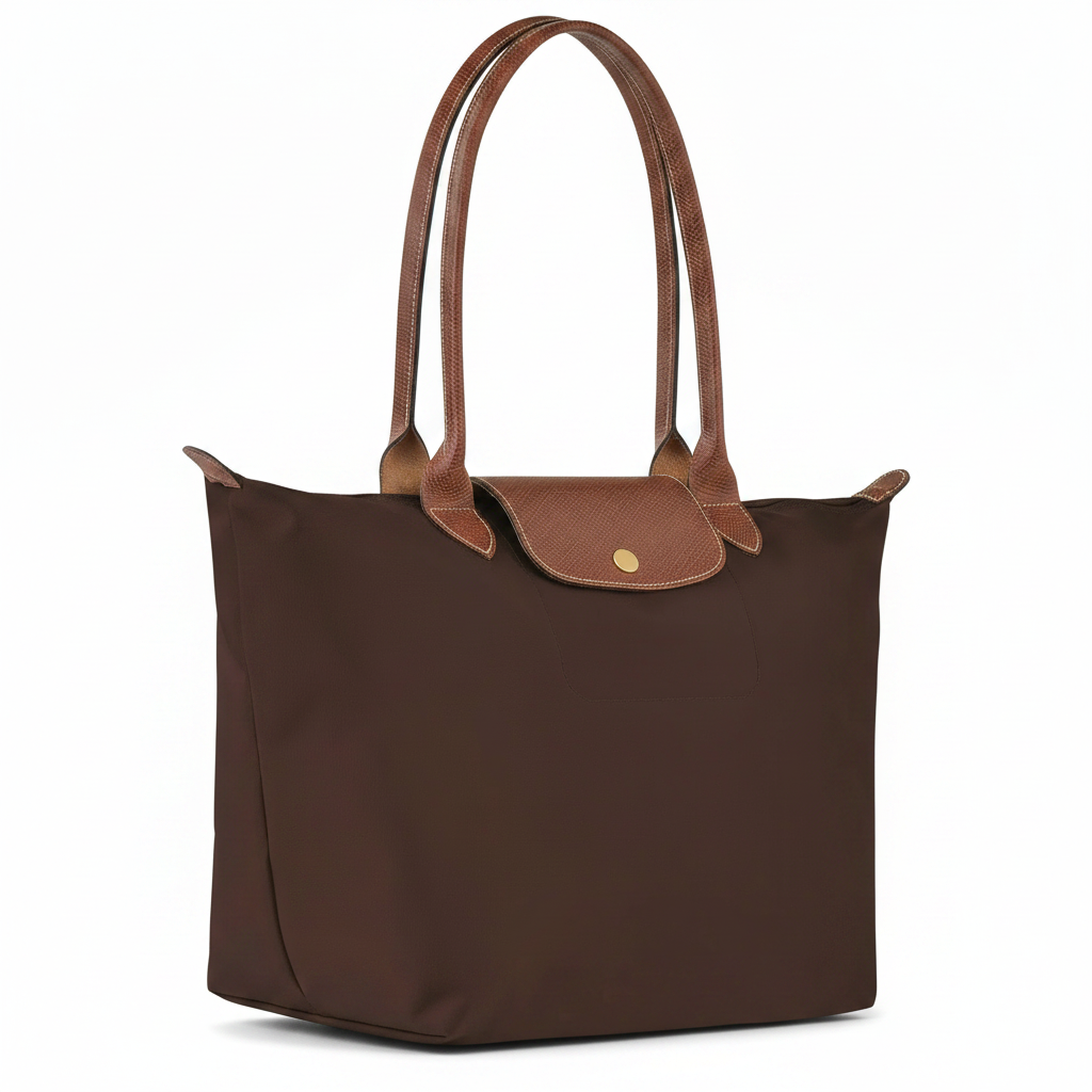 Large Packable Tote Bag, Ebony, side view