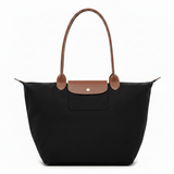 Large Packable Tote Bag, Black, front view