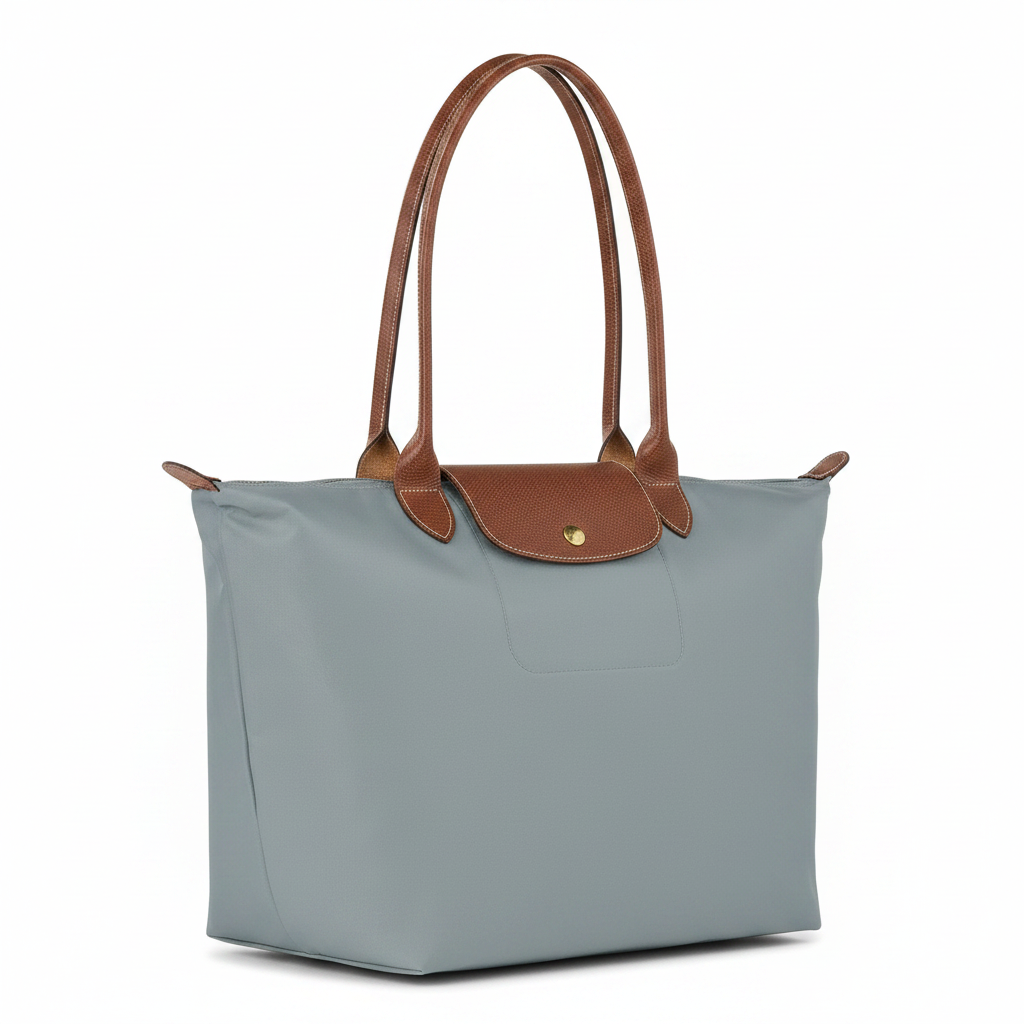 Large Packable Tote Bag, Steel, side view