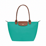Large Packable Tote Bag, Turquoise, front view