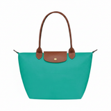 Large Packable Tote Bag, Turquoise, front view