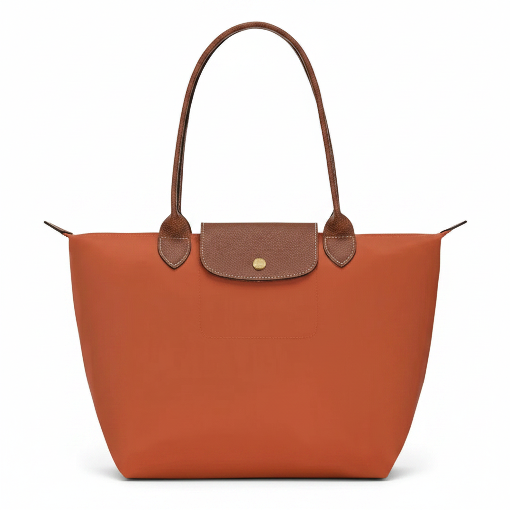 Large Packable Tote Bag, Brick, front view